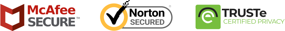 McAfee Secure, Norton Secured, and TRUSTe Certified Privacy Seals